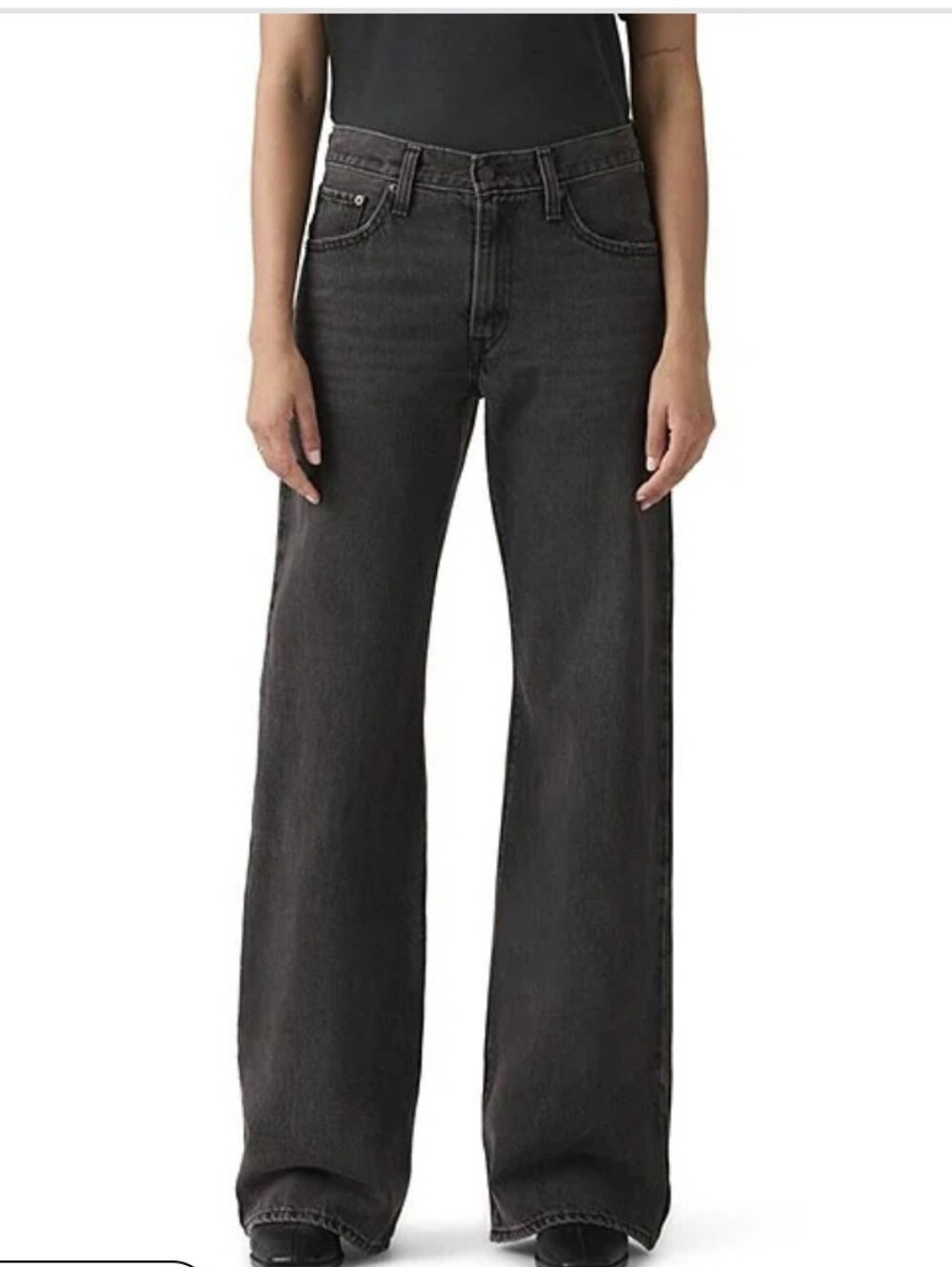 Levi's Middy Loose Bootcut Jeans in Washed Black - Picture 2 of 10